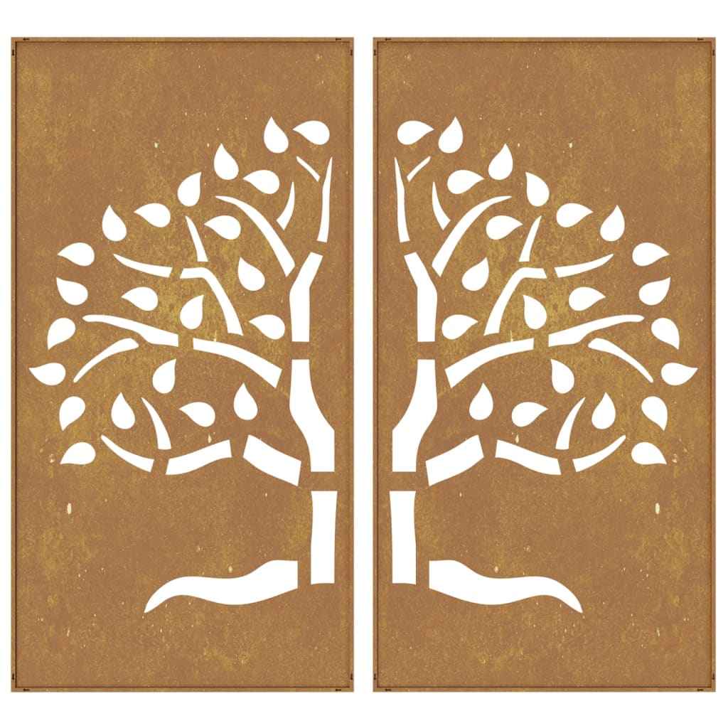 Decorațiuni perete de grădină 2 buc. 105x55 cm oțel model copac