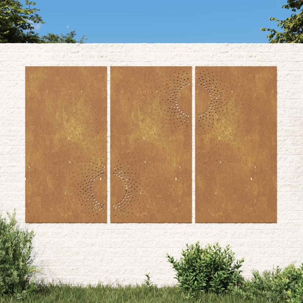 Decorațiuni perete de grădină 3 buc. 105x55cm oțel corten soare