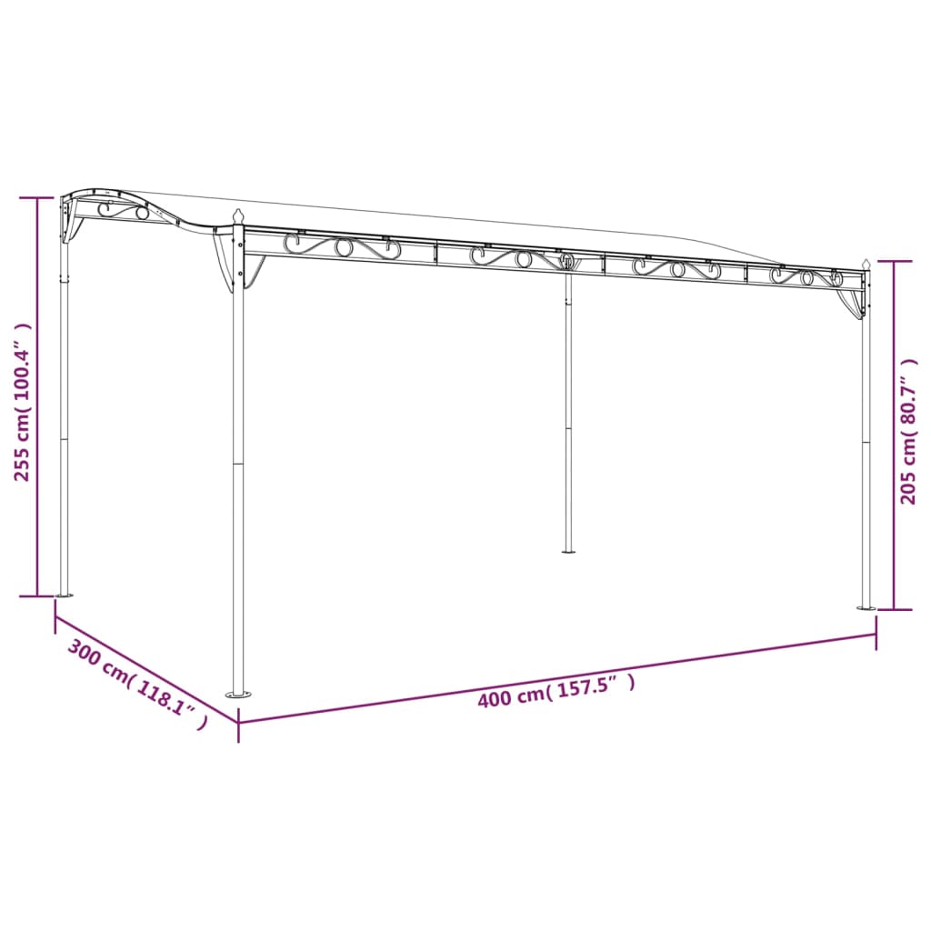 Baldachin, crem, 4x3 m 180 g/m², țesătură și oțel