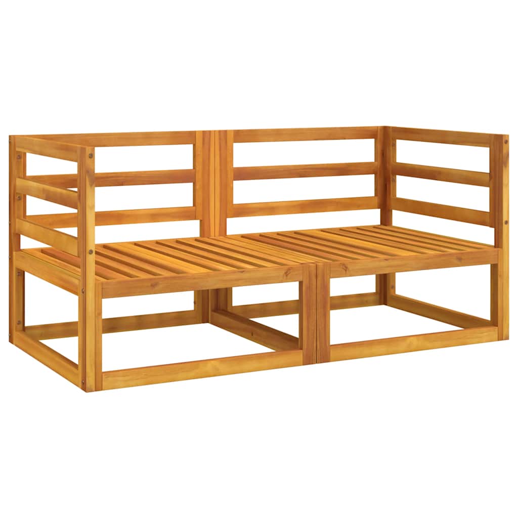 Canapele colț modulare, 2 buc, perne gri deschis, lemn acacia