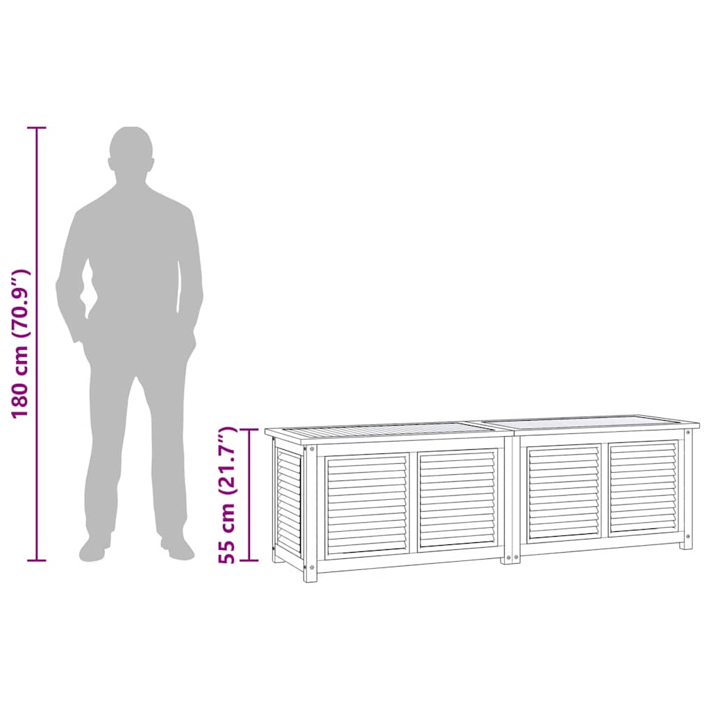 Ladă depozitare grădină cu geantă, 175x50x55 cm, lemn masiv tec