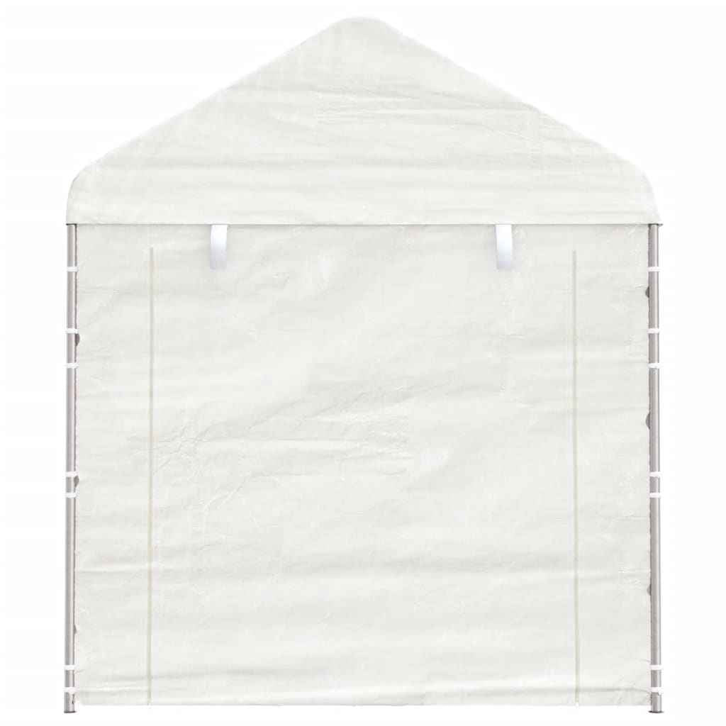 Foișor cu acoperiș, alb, 6,69x2,28x2,69 m, polietilenă