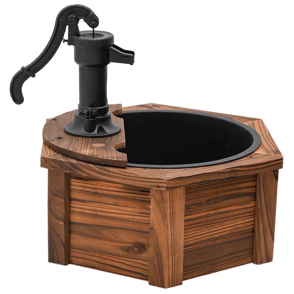 Fântână cu pompă, 57x57x53 cm, lemn masiv de brad