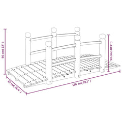 Pod de grădină cu balustrade, 150x67x56 cm, lemn masiv de molid