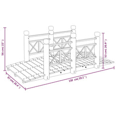 Pod de grădină cu balustrade, 150x67x56 cm, lemn masiv de molid