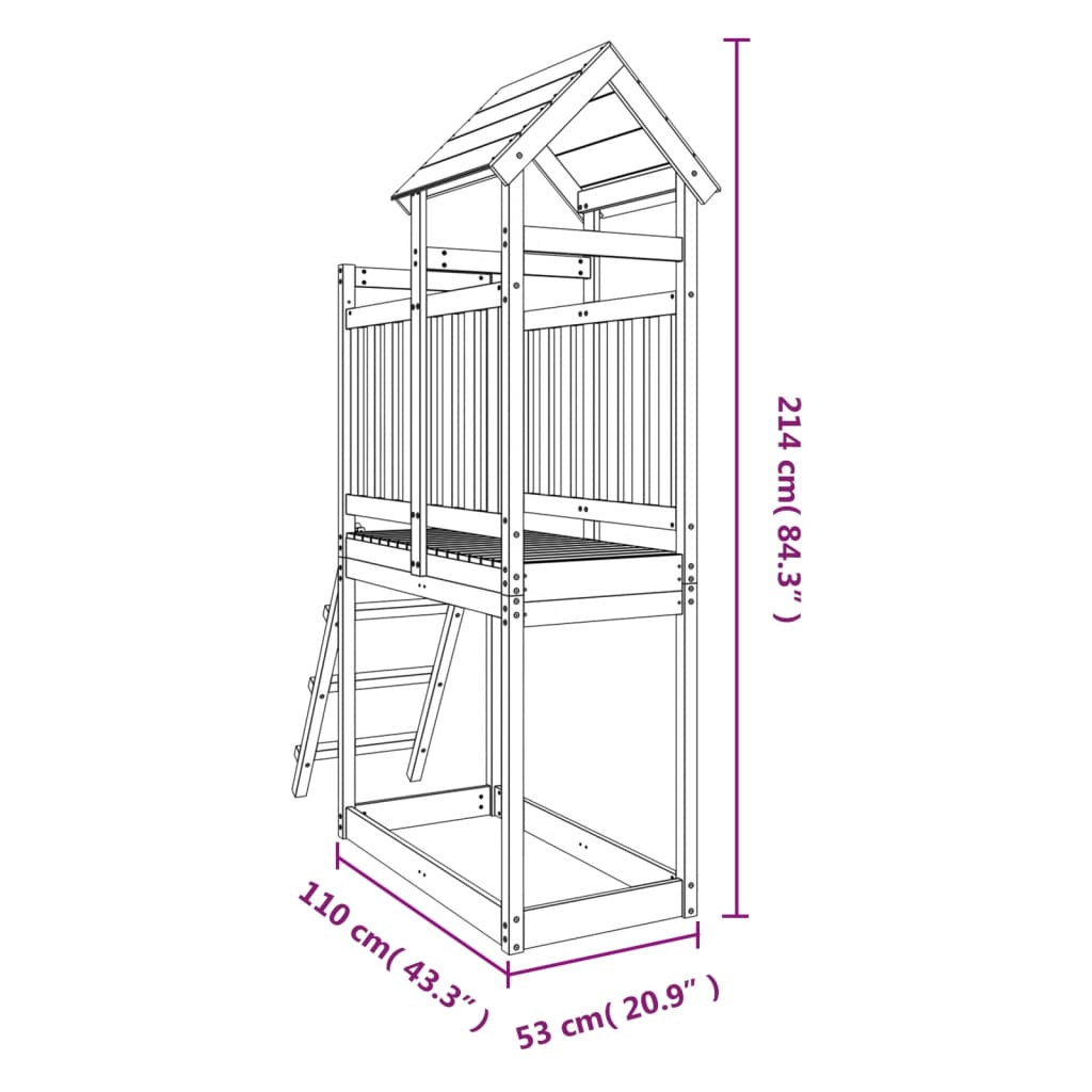 Set de joacă de exterior, 53x110x214 cm, lemn masiv de pin