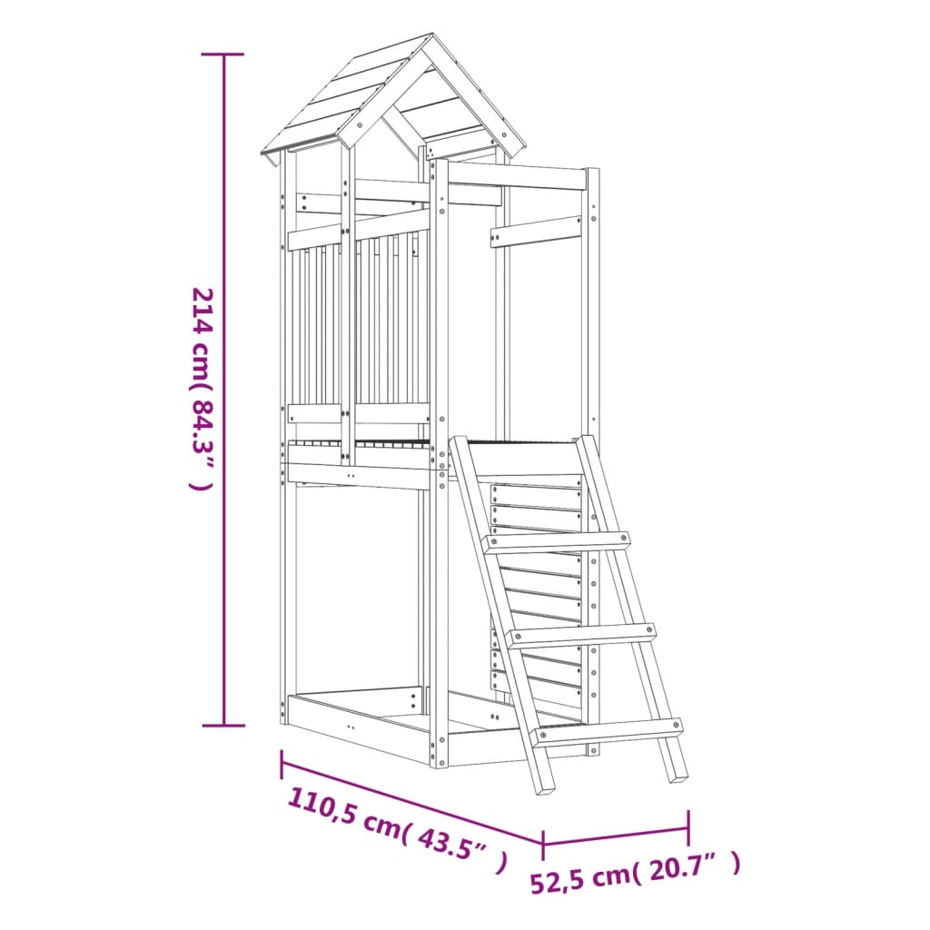 Set de joacă de exterior, 52,5x110,5x214 cm, lemn masiv douglas