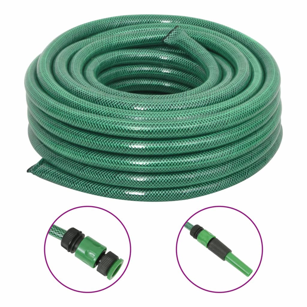 Furtun de grădină cu set de racorduri, verde, 0,75", 30 m, PVC