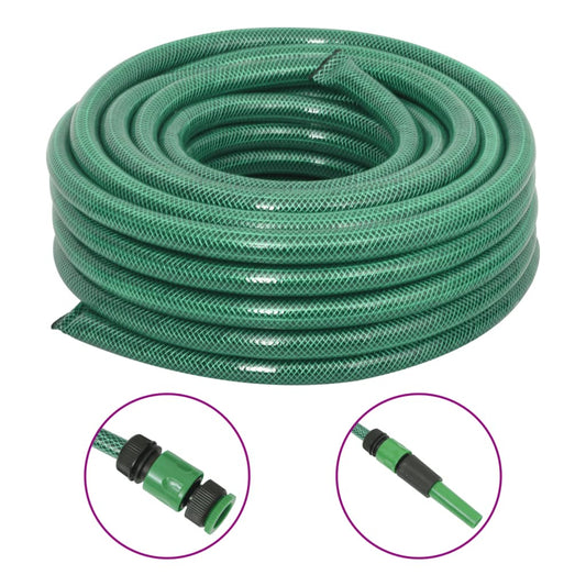 Furtun de grădină cu set de racorduri, verde, 0,75", 50 m, PVC
