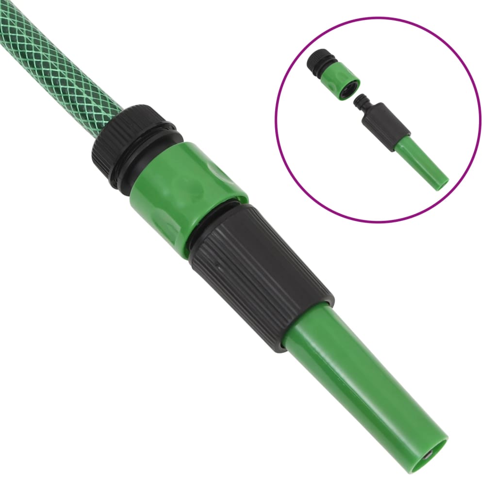 Furtun de grădină cu set de racorduri, verde, 0,75", 50 m, PVC