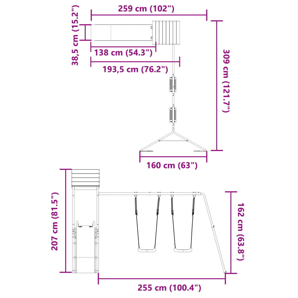 Set de joacă pentru exterior, lemn de pin impregnat