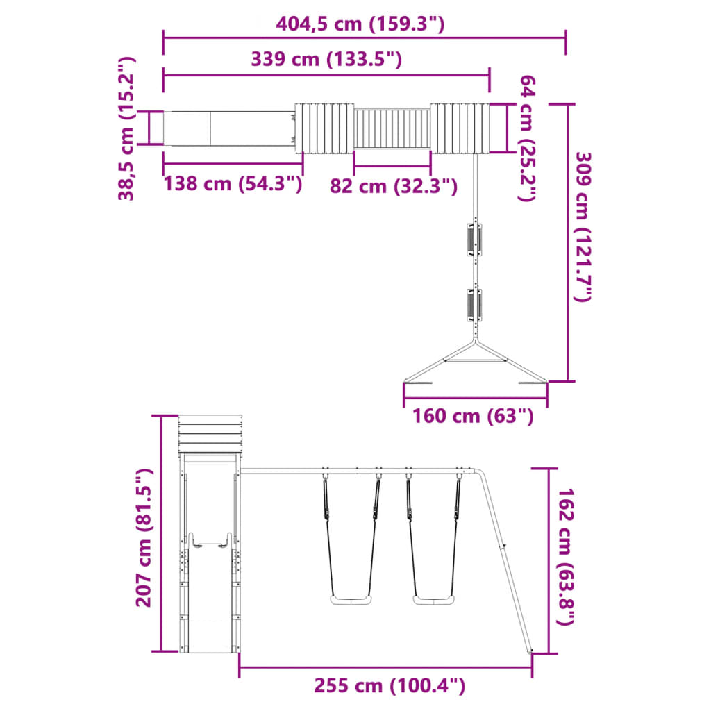 Set de joacă pentru exterior, lemn de pin impregnat