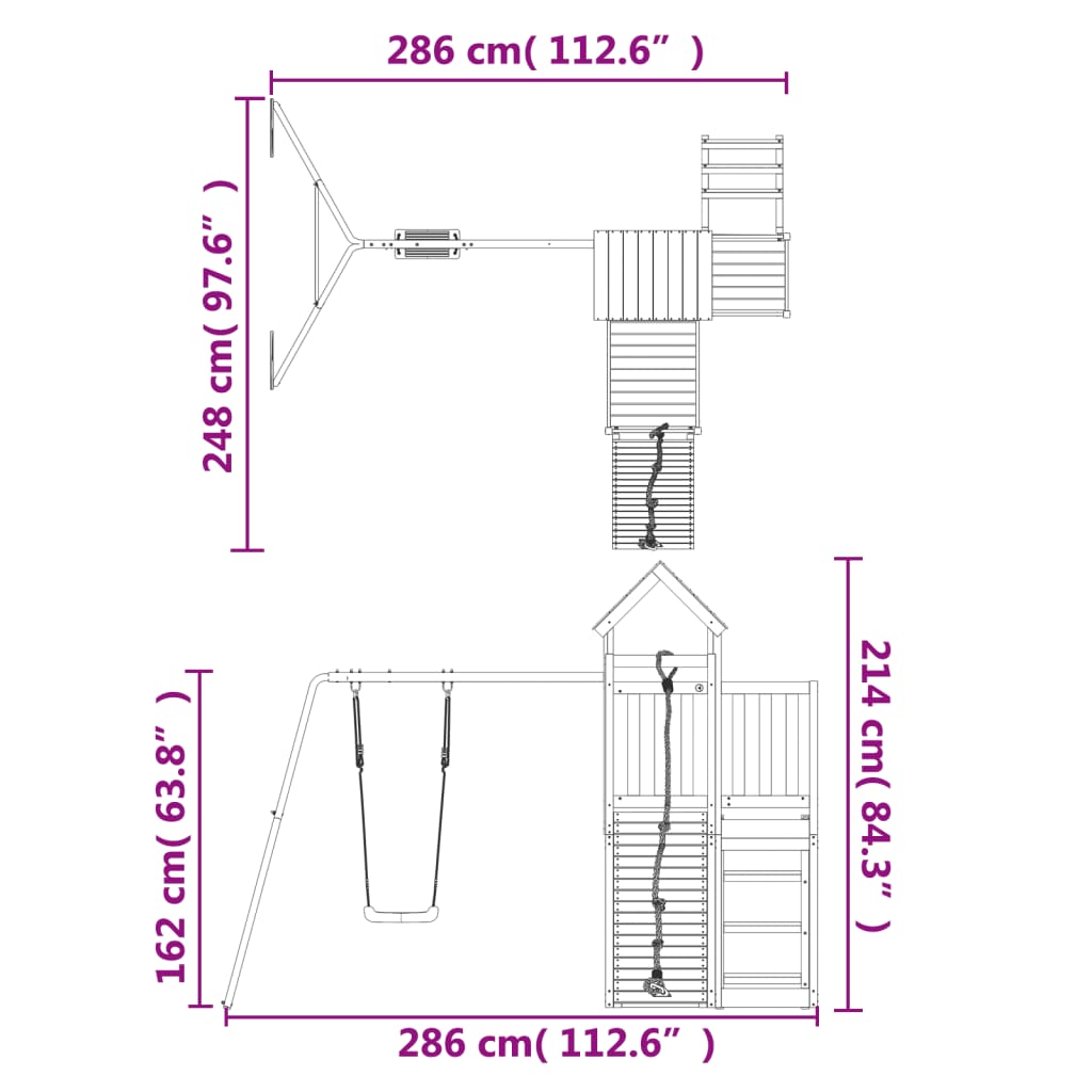 Set de joacă pentru exterior, lemn masiv de pin