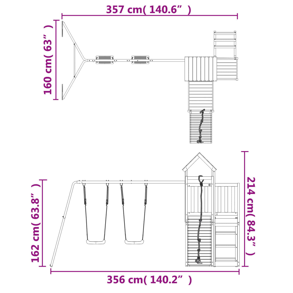 Set de joacă pentru exterior, lemn de pin impregnat