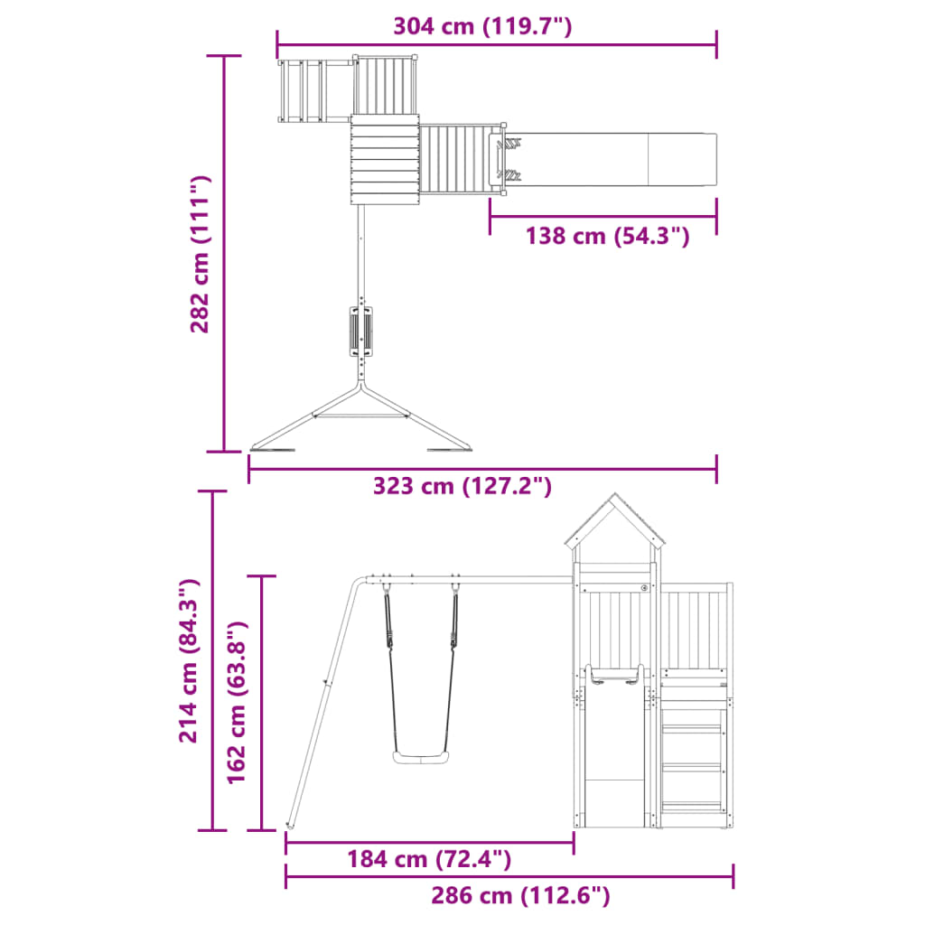 Set de joacă pentru exterior, lemn masiv de pin