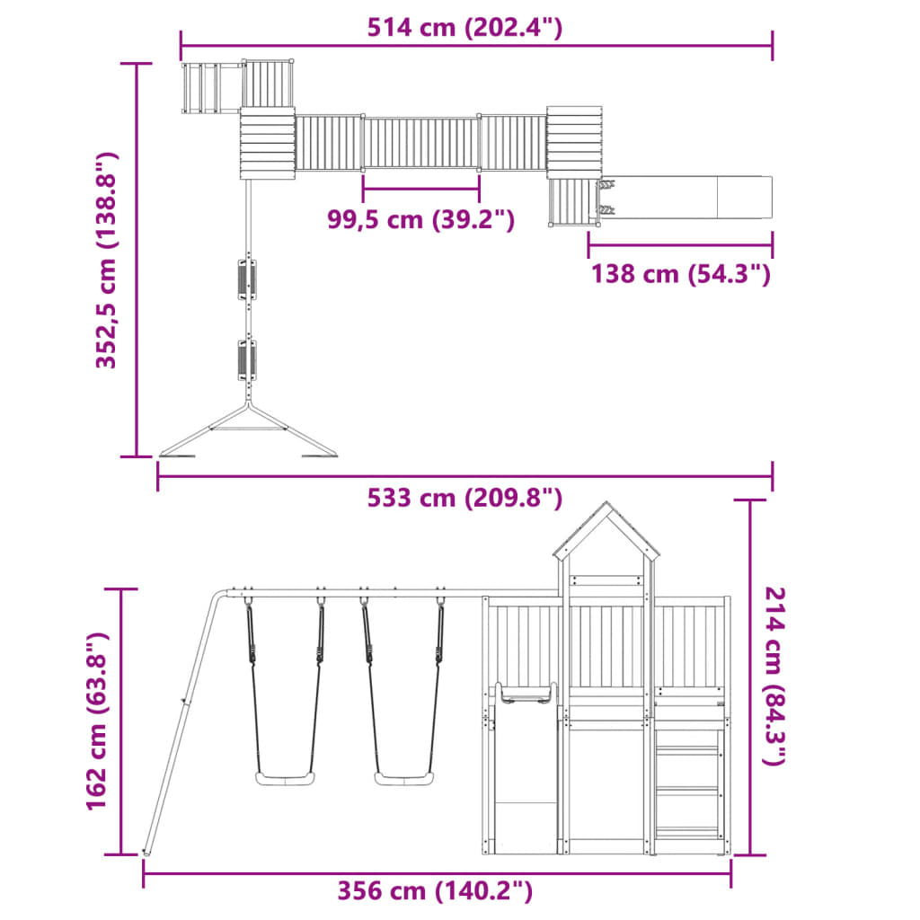 Set de joacă pentru exterior, lemn masiv de douglas