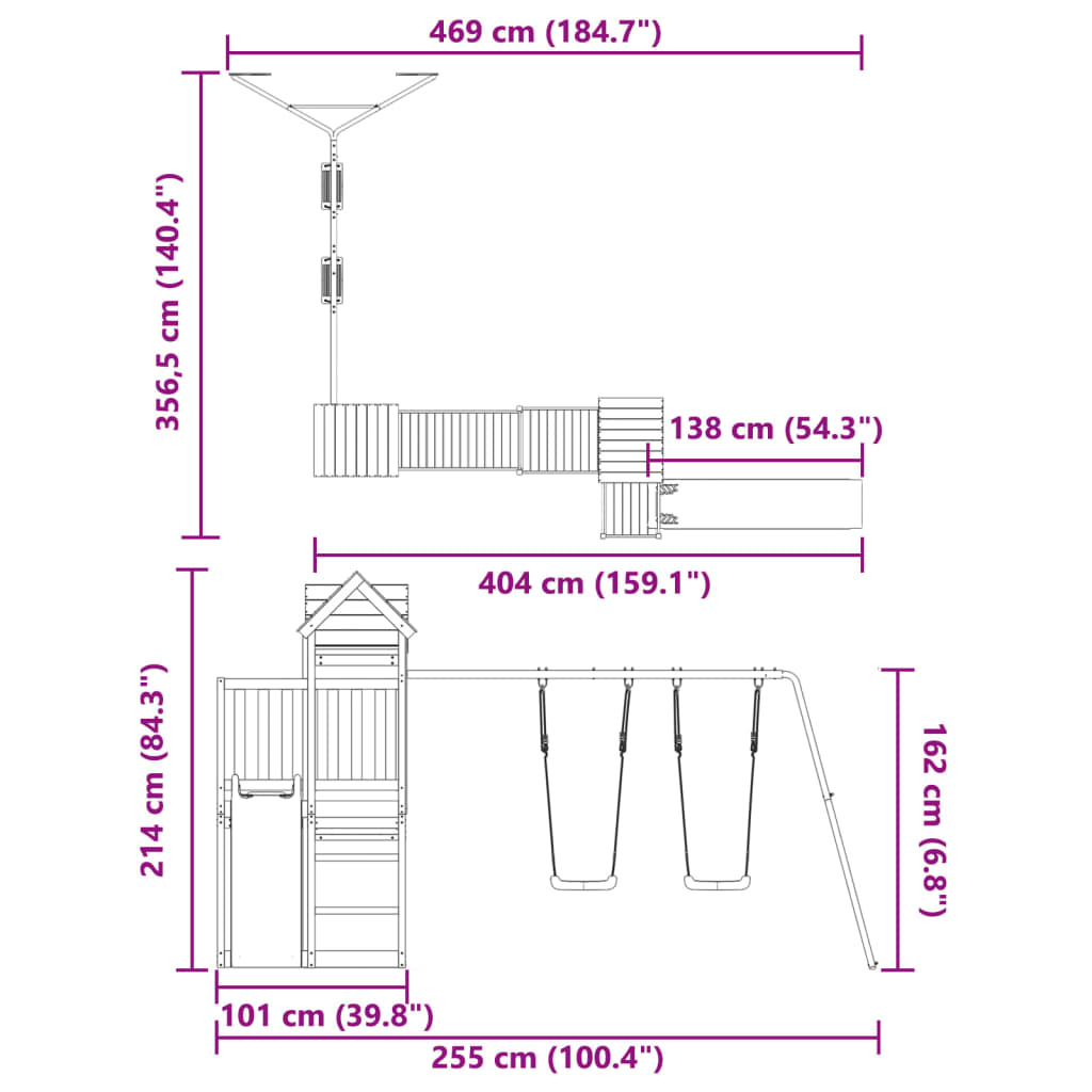 Set de joacă pentru exterior, lemn masiv de douglas