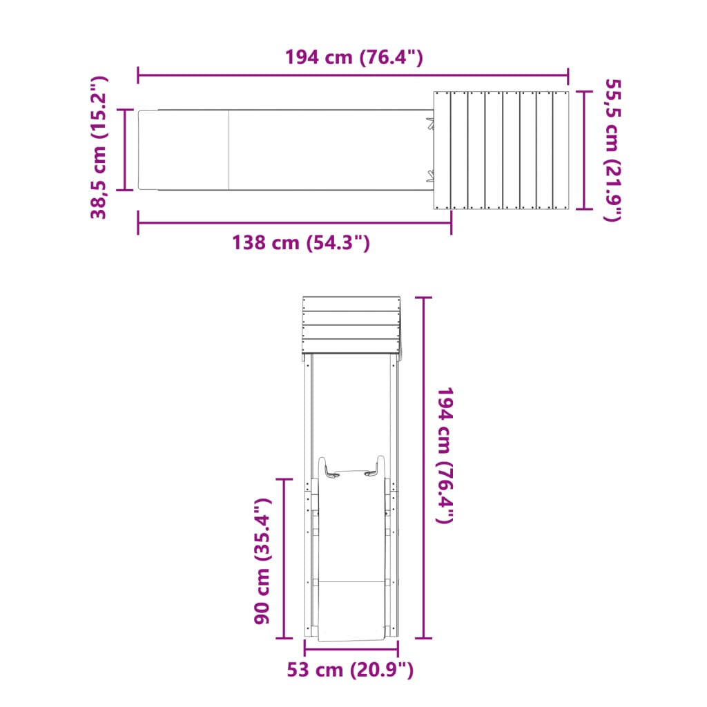 Set de joacă pentru exterior, lemn masiv de pin