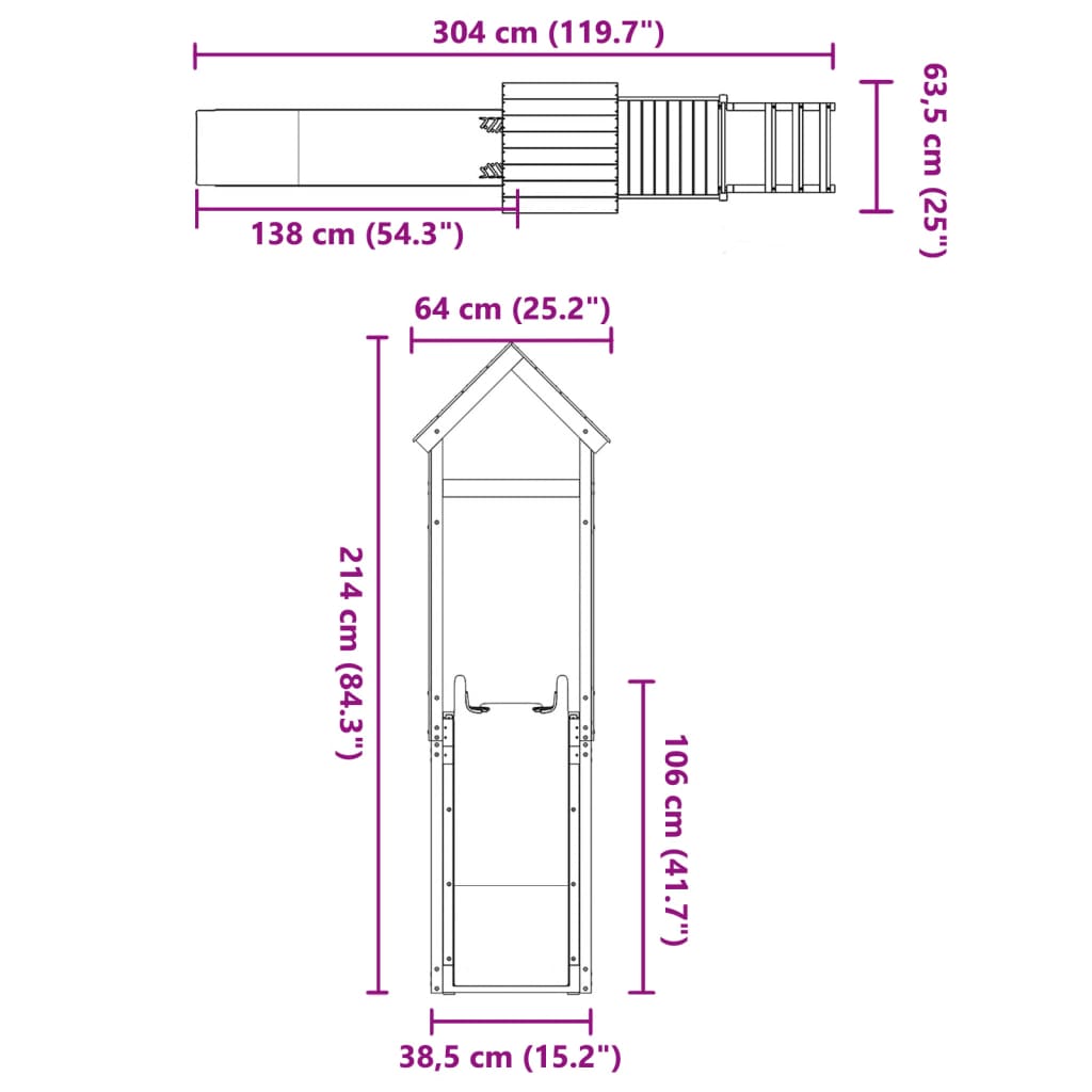 Set de joacă pentru exterior, lemn masiv de douglas