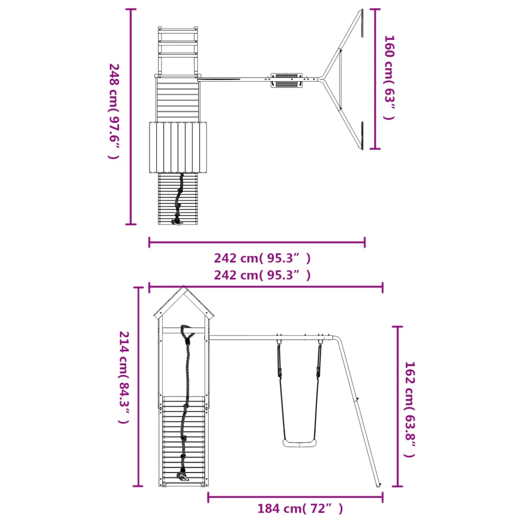 Set de joacă pentru exterior, lemn de pin impregnat