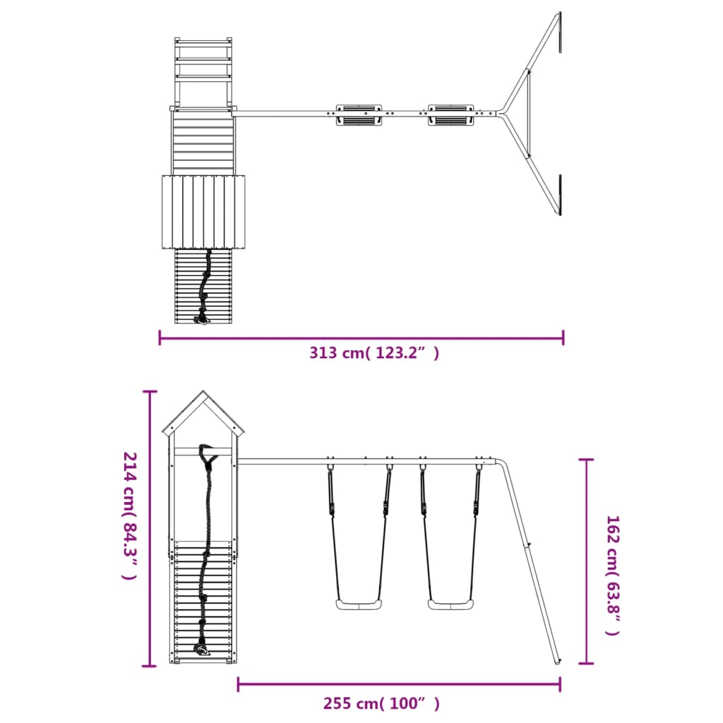 Set de joacă pentru exterior, lemn masiv de pin