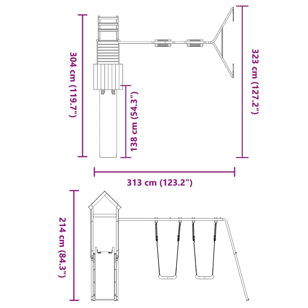 Set de joacă pentru exterior, lemn de pin impregnat