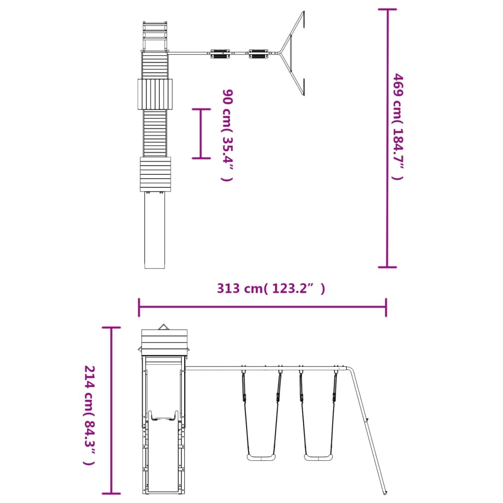 Set de joacă pentru exterior, lemn de pin impregnat