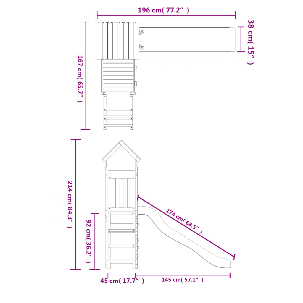 Set de joacă pentru exterior, lemn masiv de douglas