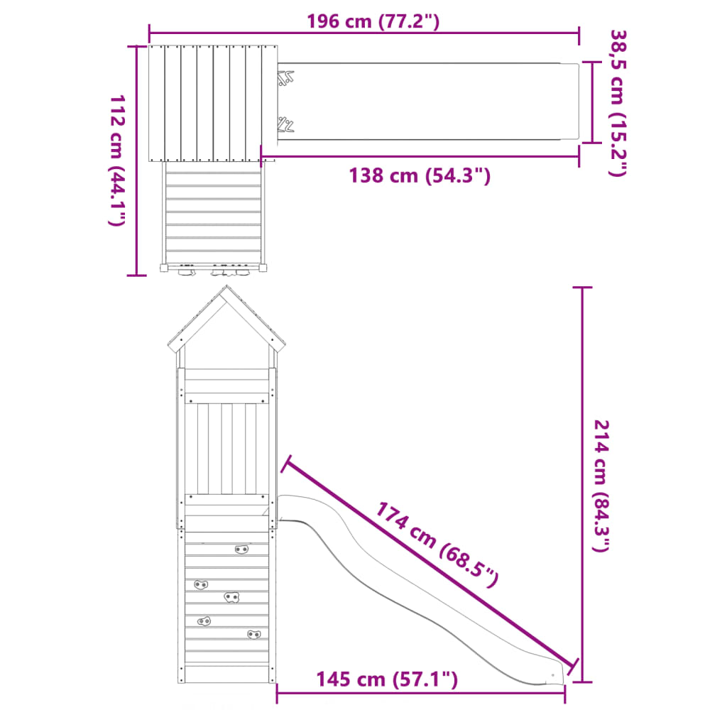 Set de joacă pentru exterior, lemn de pin impregnat