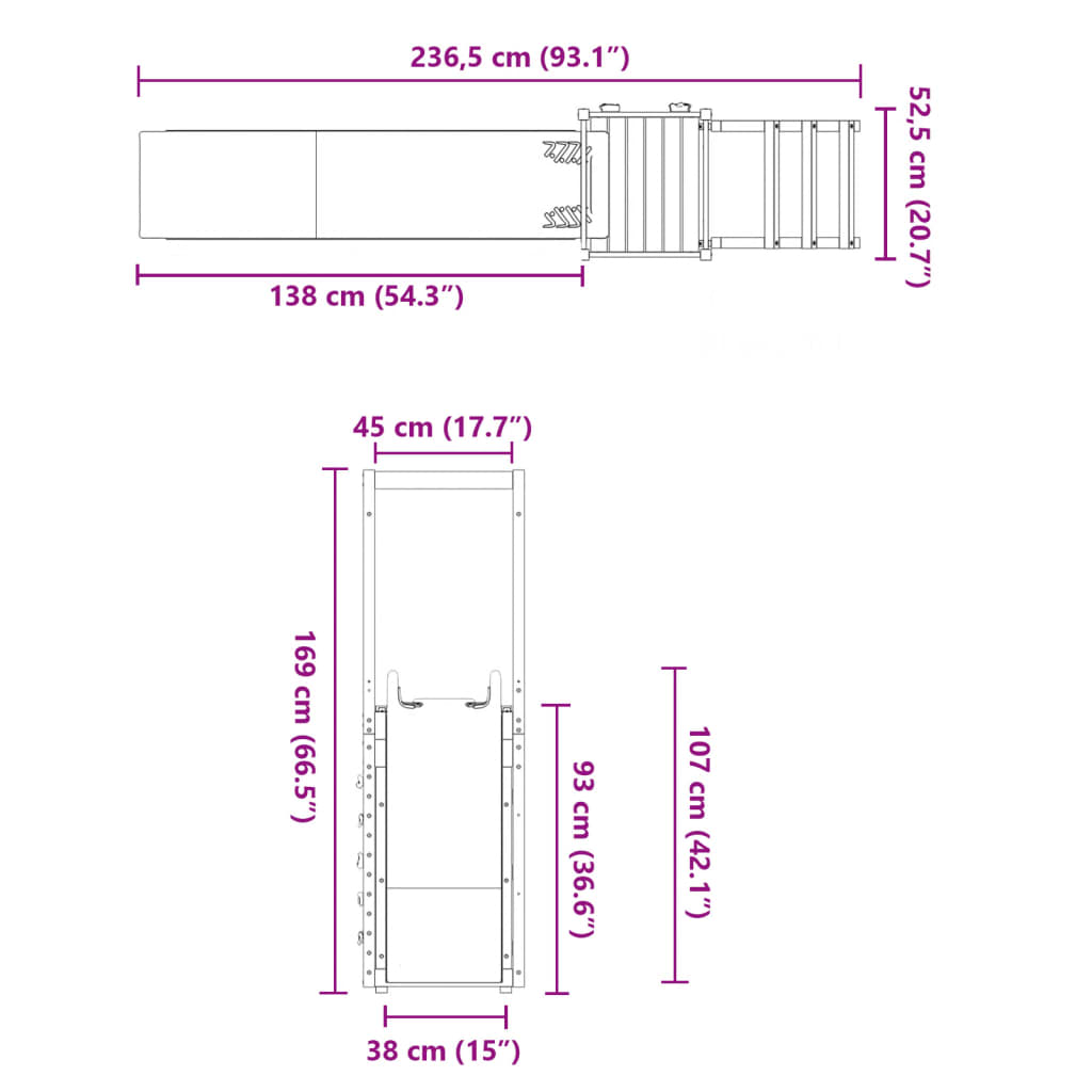 Set de joacă pentru exterior, lemn masiv de pin