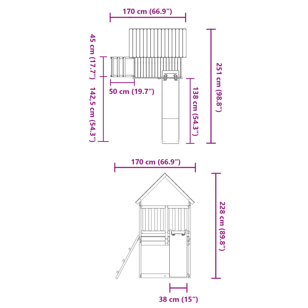 Set de joacă pentru exterior, lemn masiv de pin