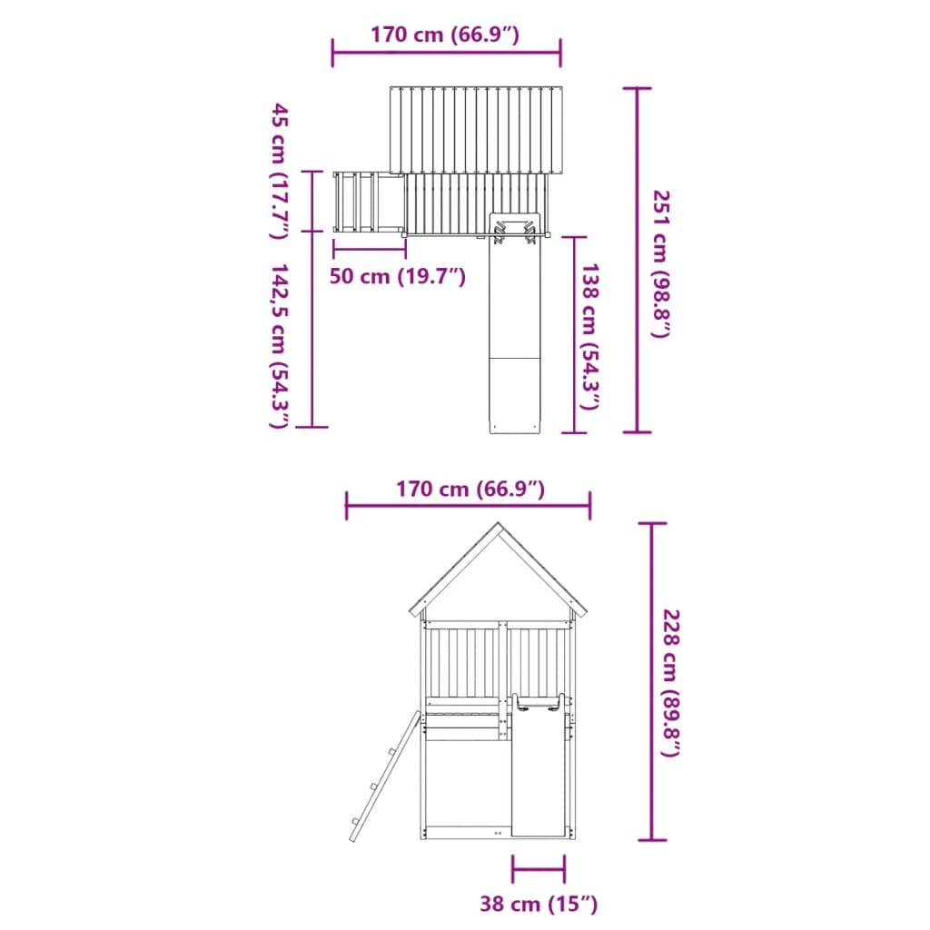 Set de joacă pentru exterior, lemn masiv de douglas