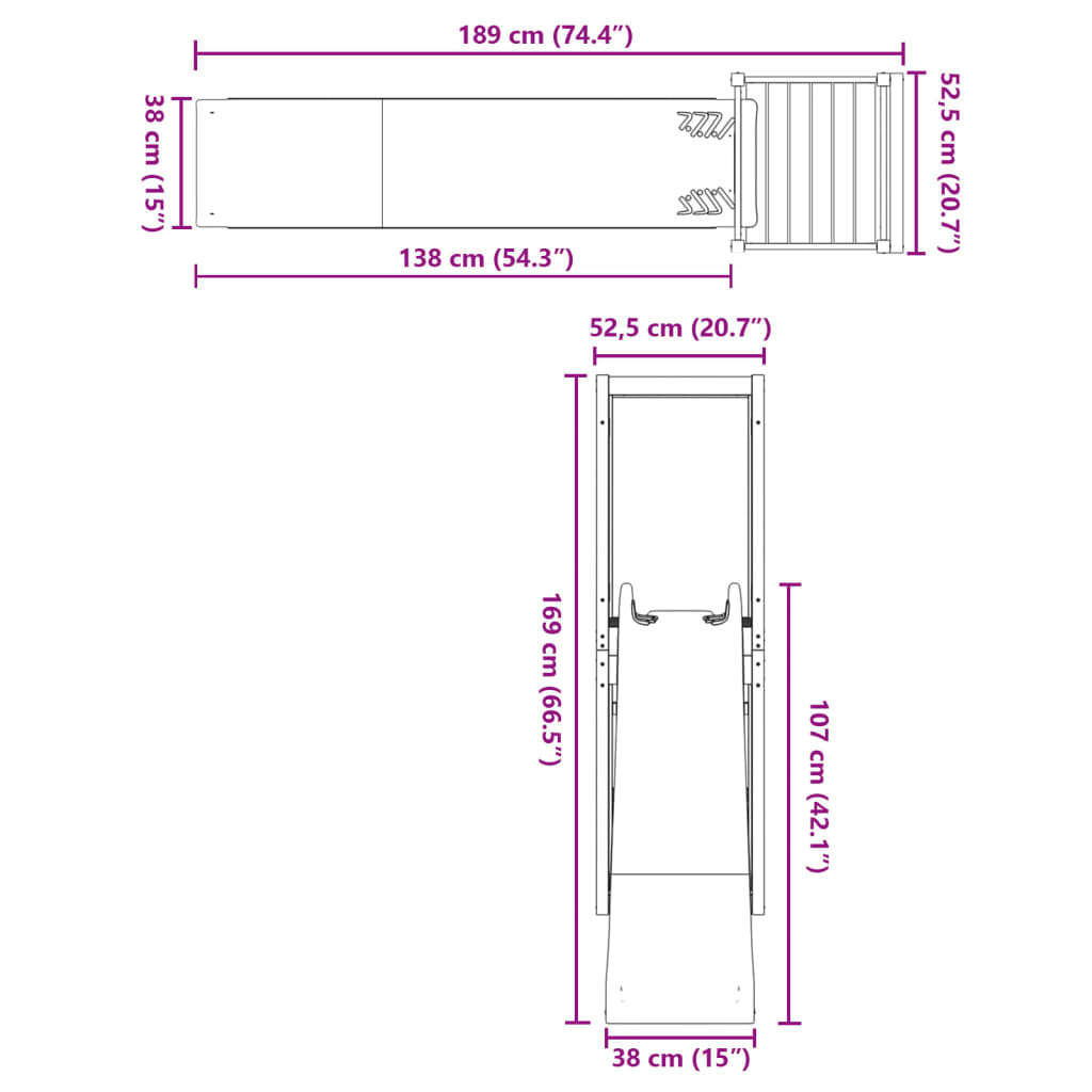 Set de joacă pentru exterior, lemn masiv de pin