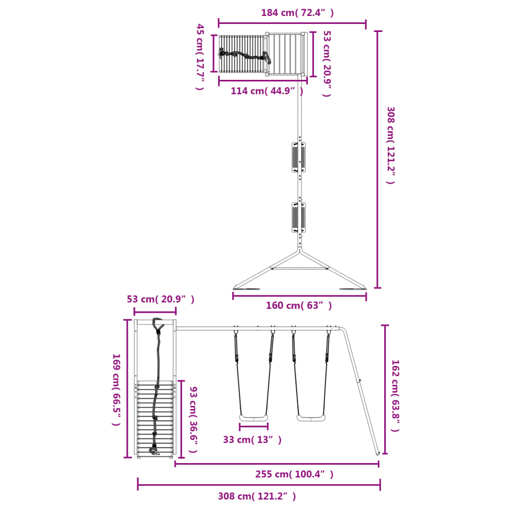 Set de joacă pentru exterior, lemn de pin impregnat