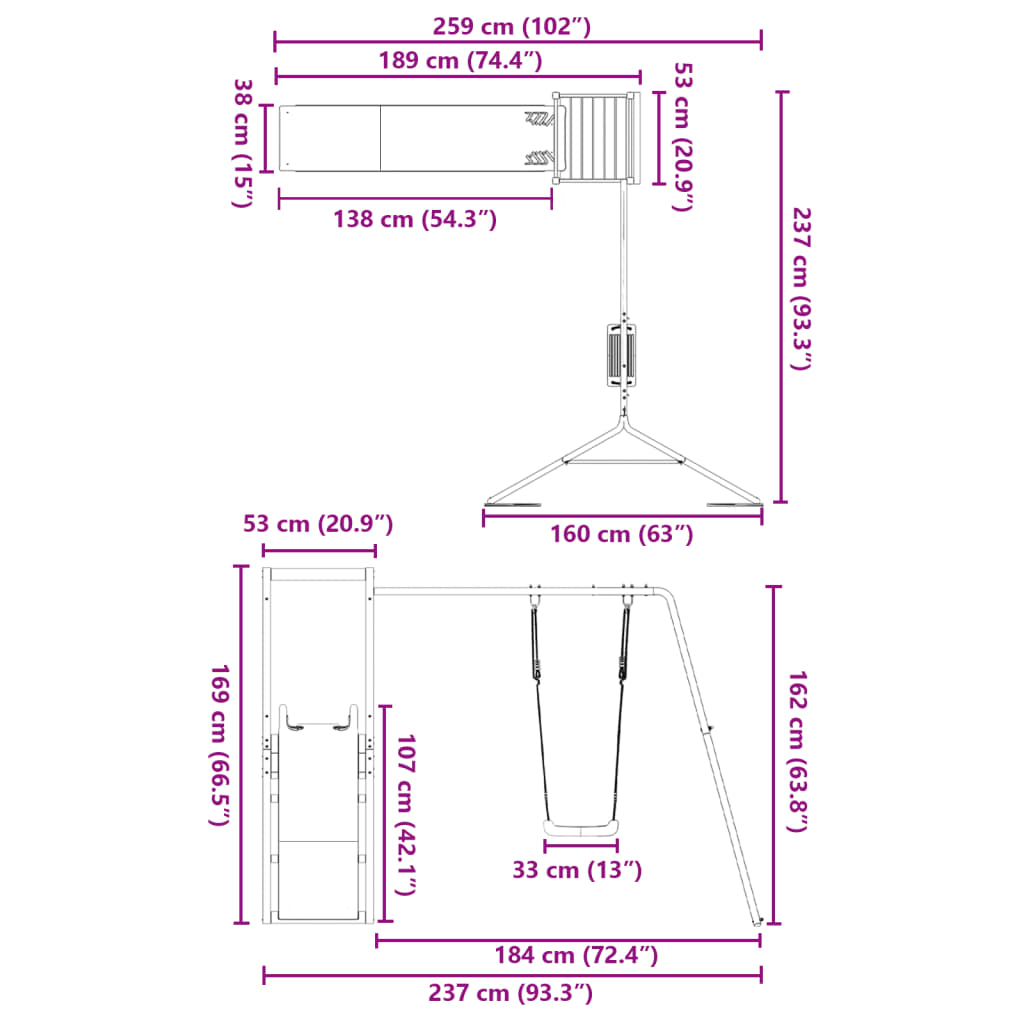 Set de joacă pentru exterior, lemn de pin impregnat