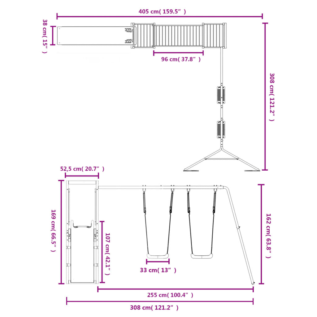 Set de joacă pentru exterior, lemn masiv de douglas