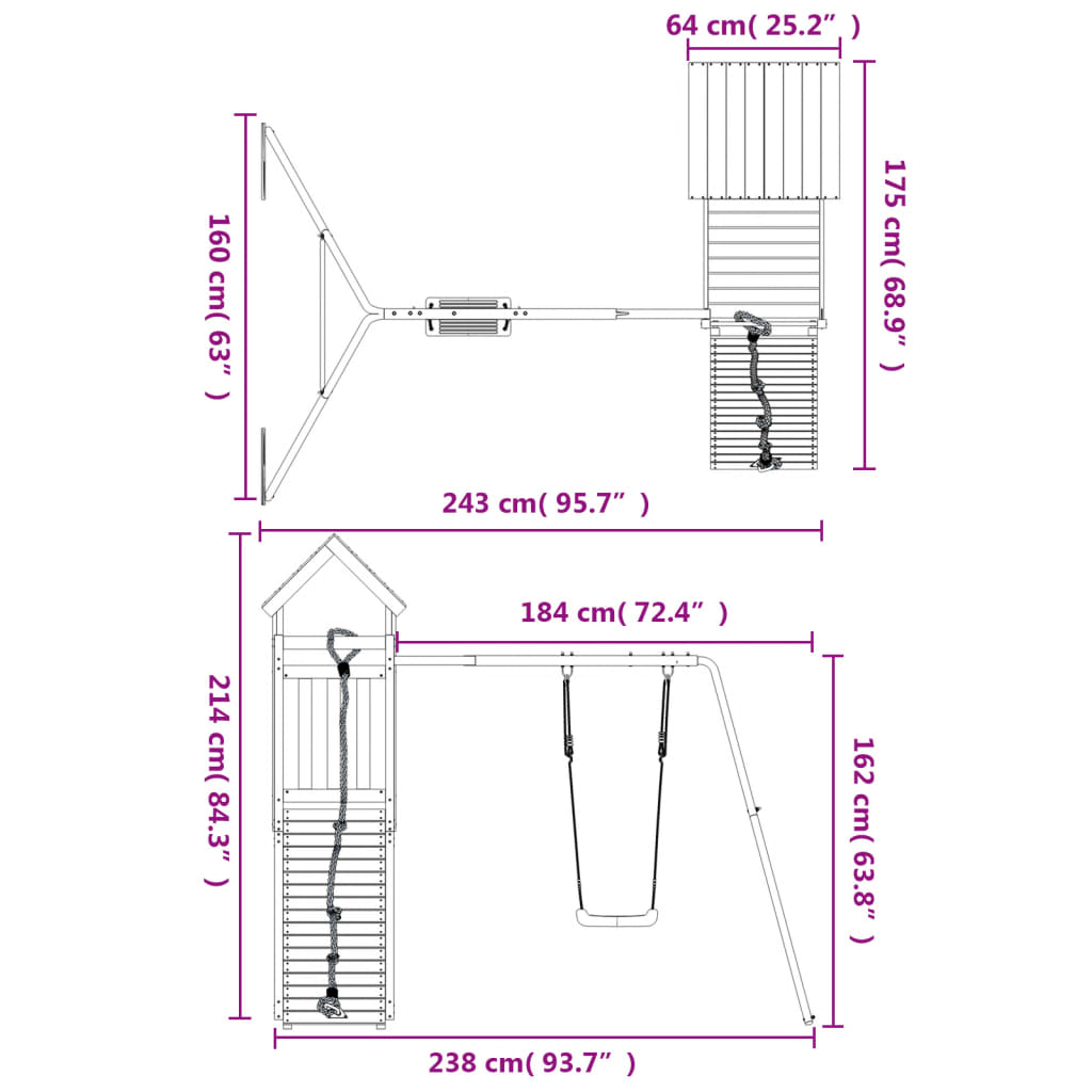 Set de joacă pentru exterior, lemn de pin impregnat