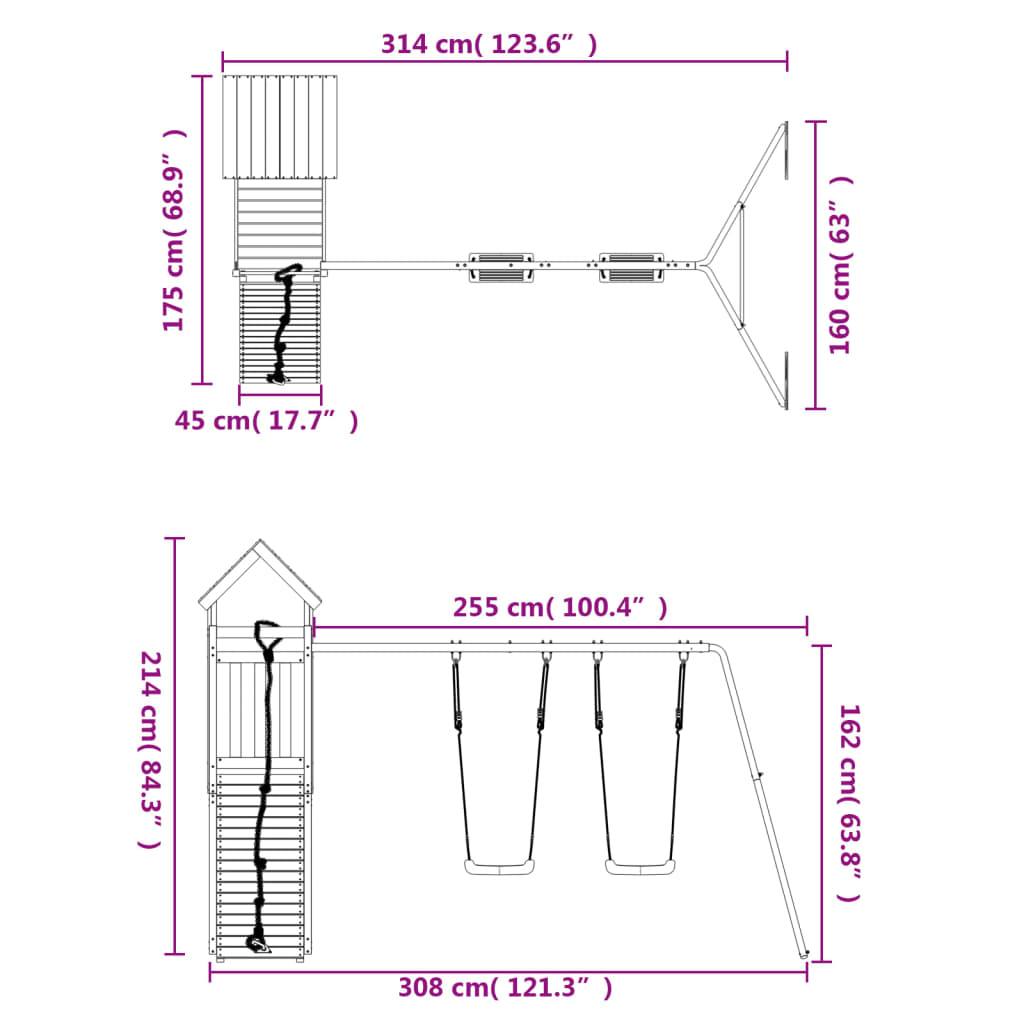 Set de joacă pentru exterior, lemn de pin impregnat