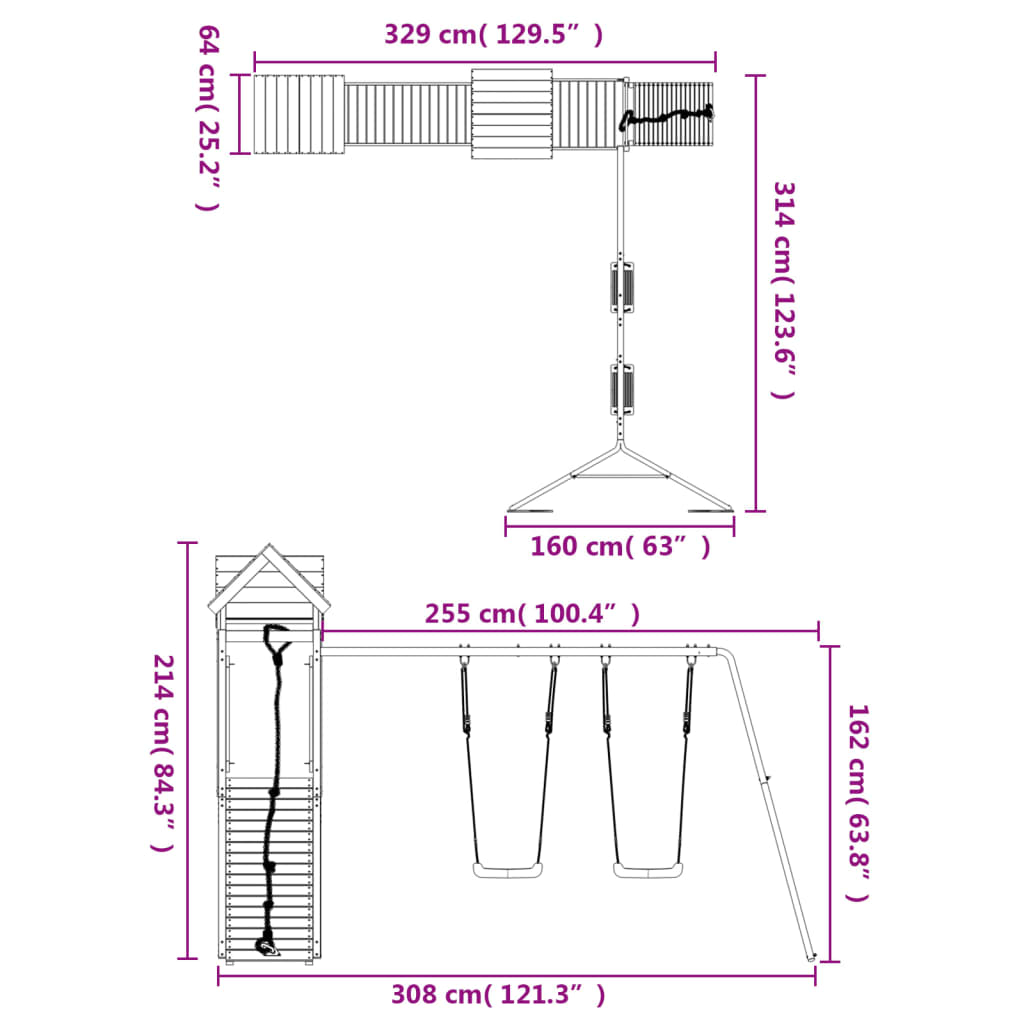 Set de joacă pentru exterior, lemn de pin impregnat