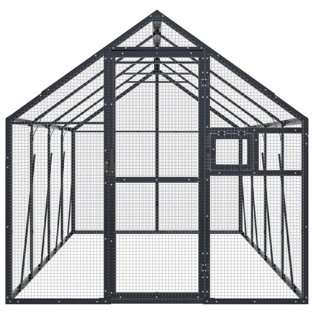 Volieră de păsări, antracit, 1,79x4x1,85 m, aluminiu