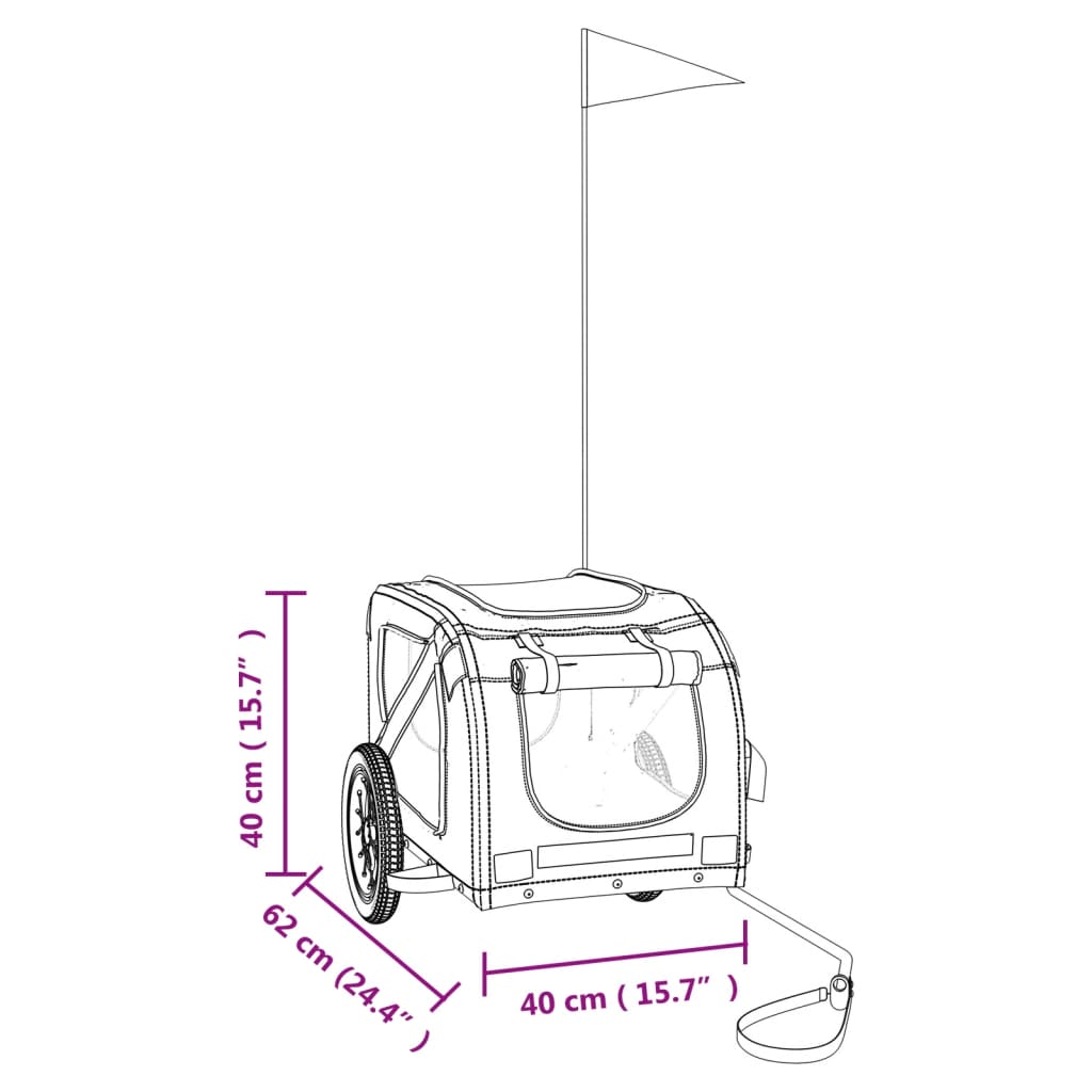Remorcă de bicicletă animale portocaliu/gri, textil oxford/fier
