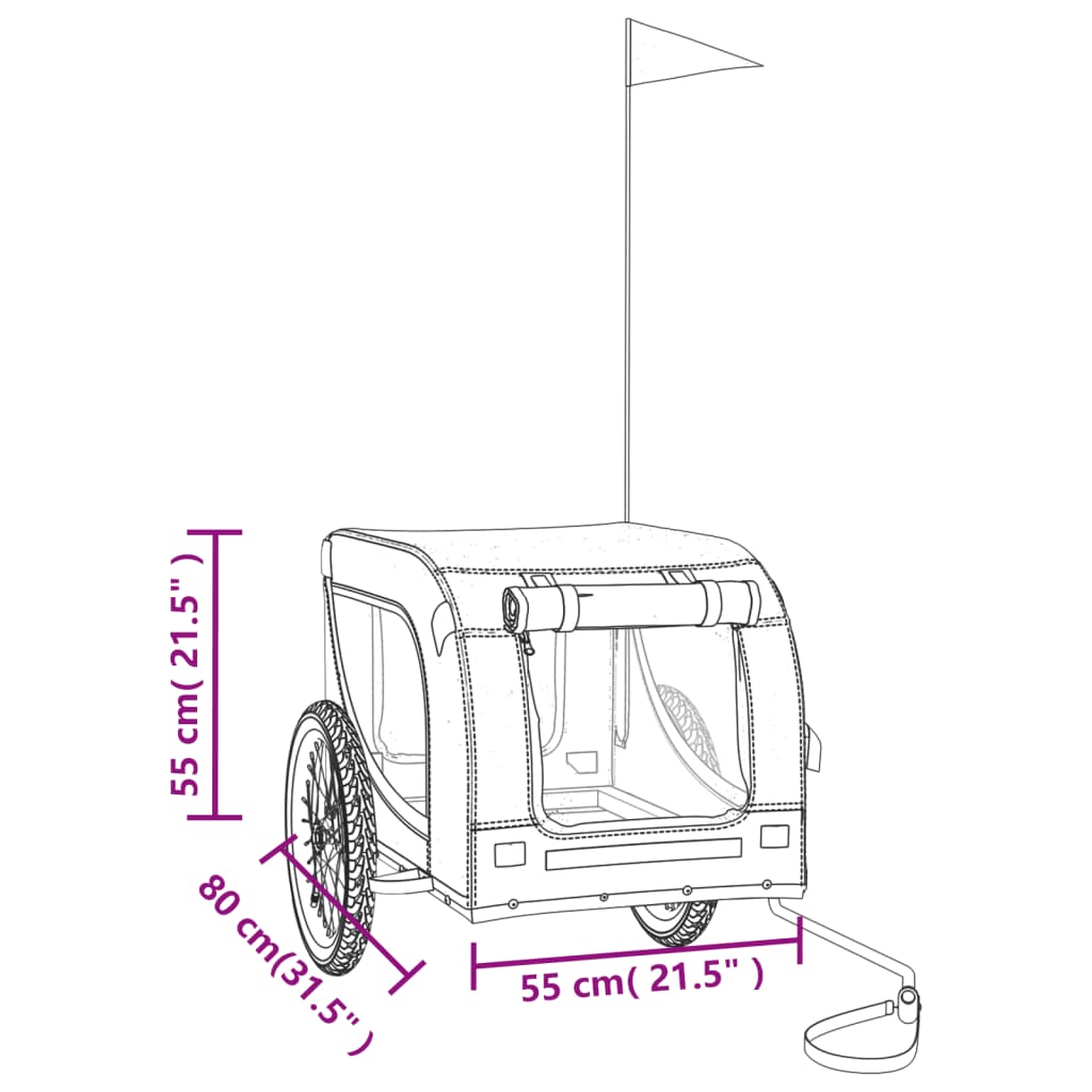 Remorcă bicicletă animale companie, gri/negru, oxford/fier