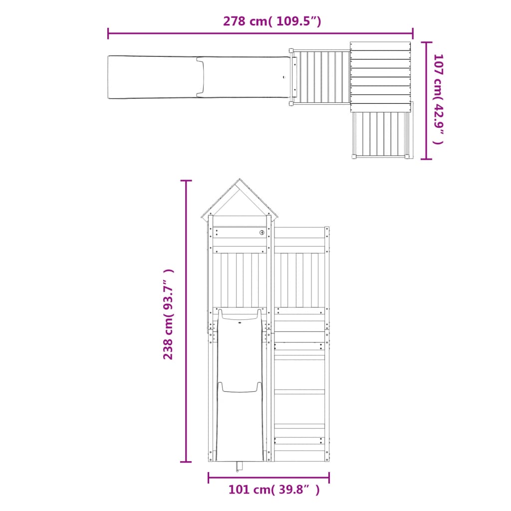 Set de joacă pentru exterior, lemn masiv de pin