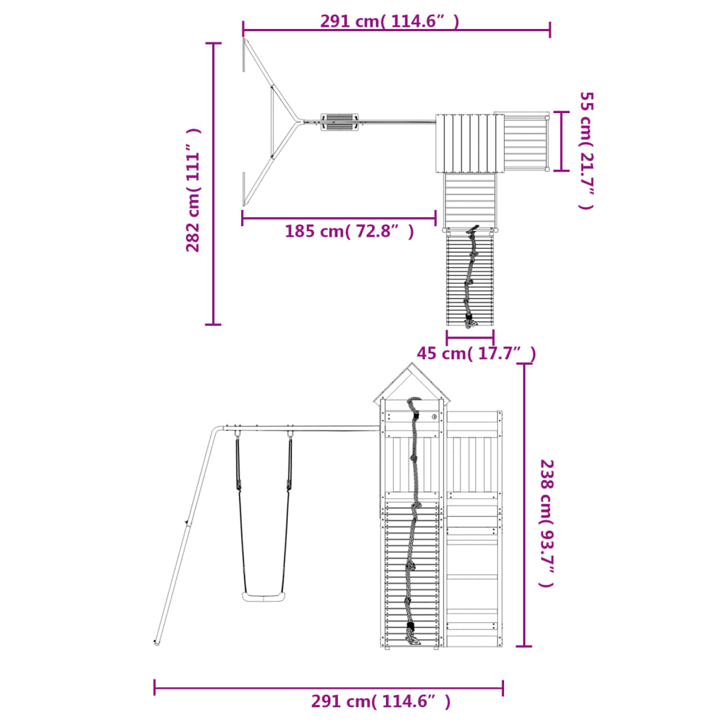 Set de joacă pentru exterior, lemn masiv de pin