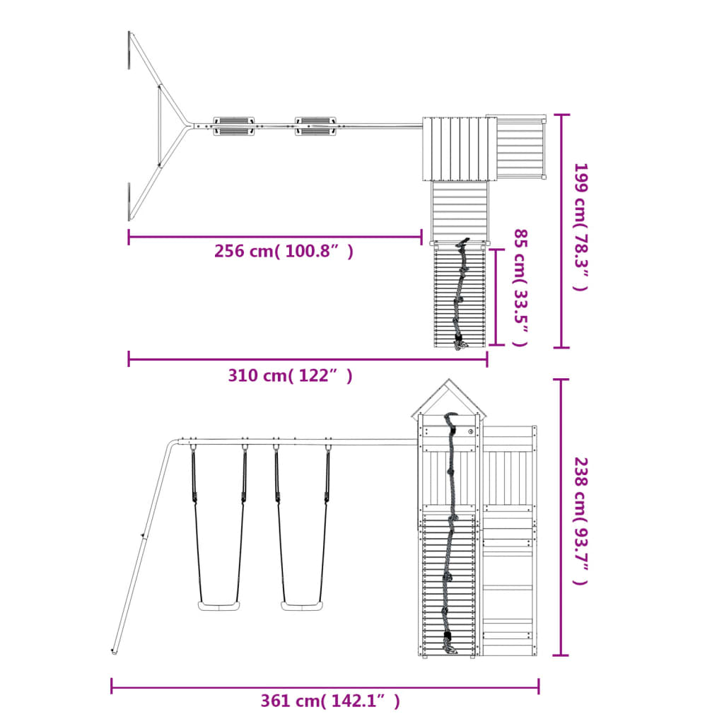 Set de joacă pentru exterior, lemn de pin impregnat