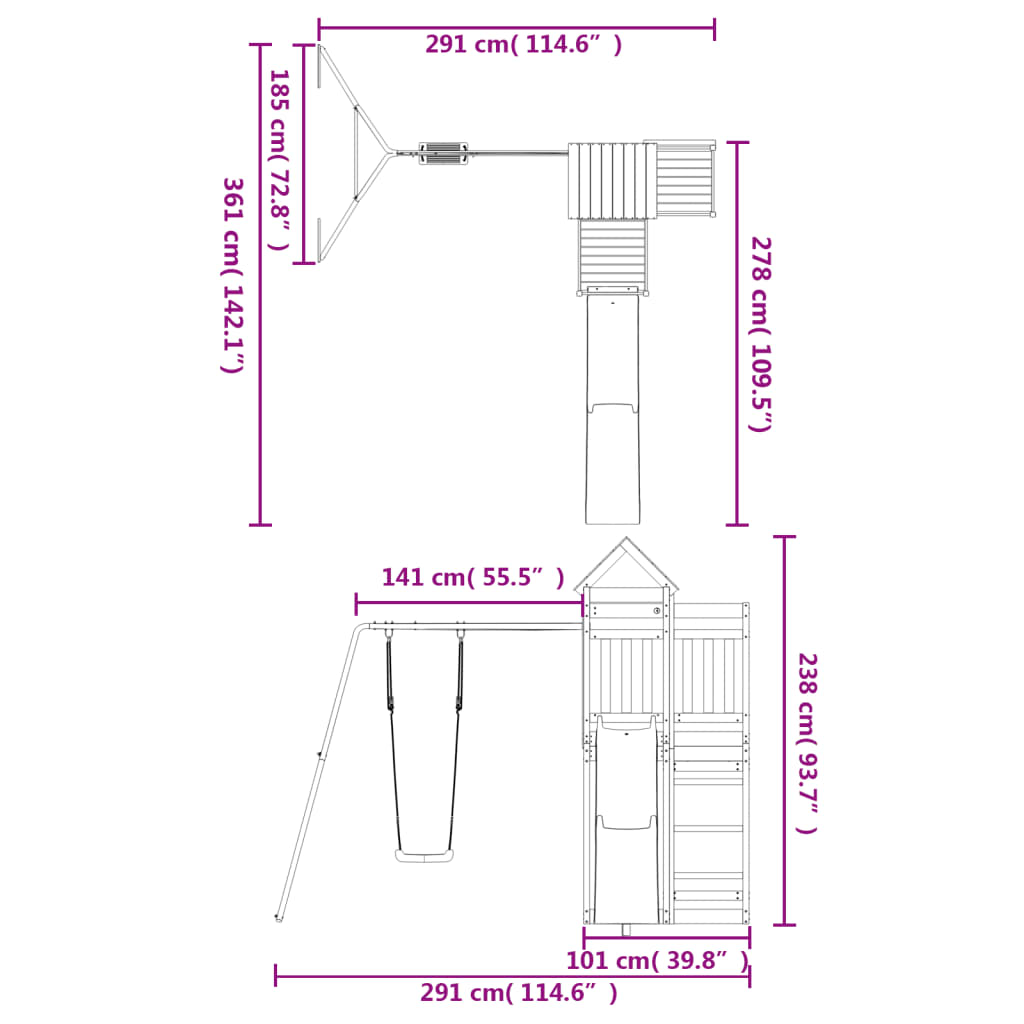 Set de joacă pentru exterior, lemn de pin impregnat