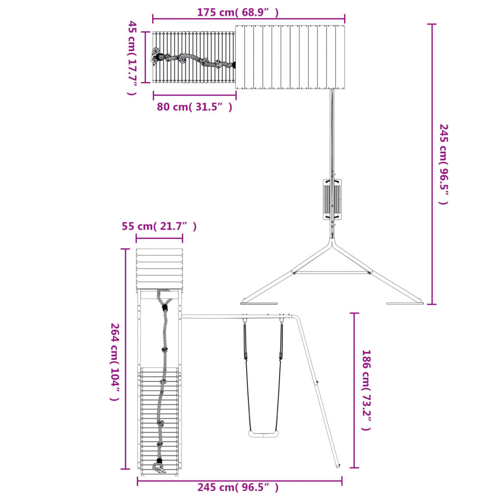 Set de joacă pentru exterior, lemn de pin impregnat