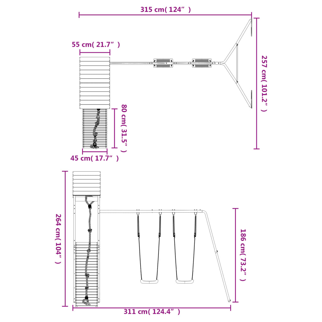 Set de joacă pentru exterior, lemn de pin impregnat