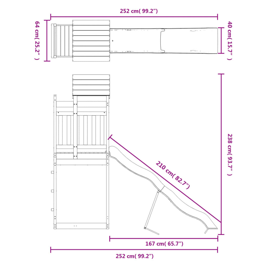 Set de joacă pentru exterior, lemn masiv de pin