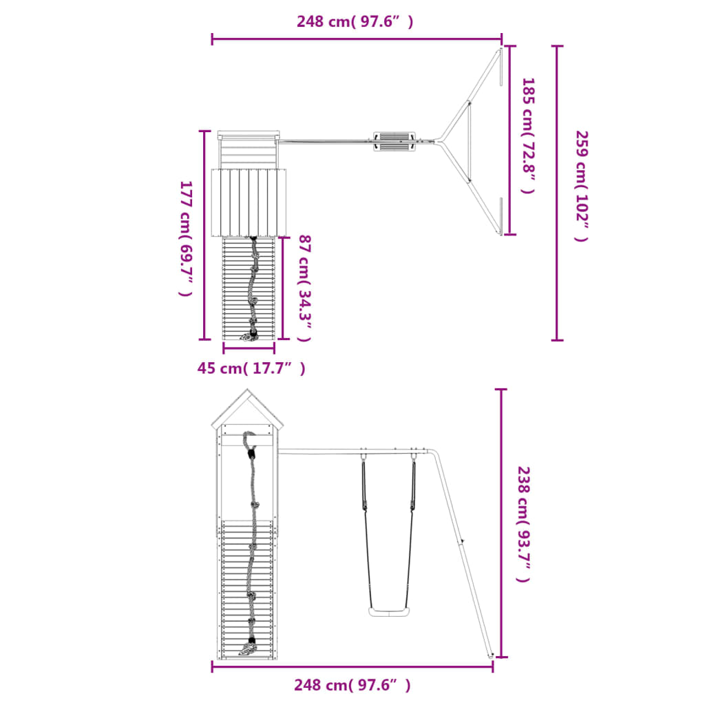 Set de joacă pentru exterior, lemn de pin impregnat